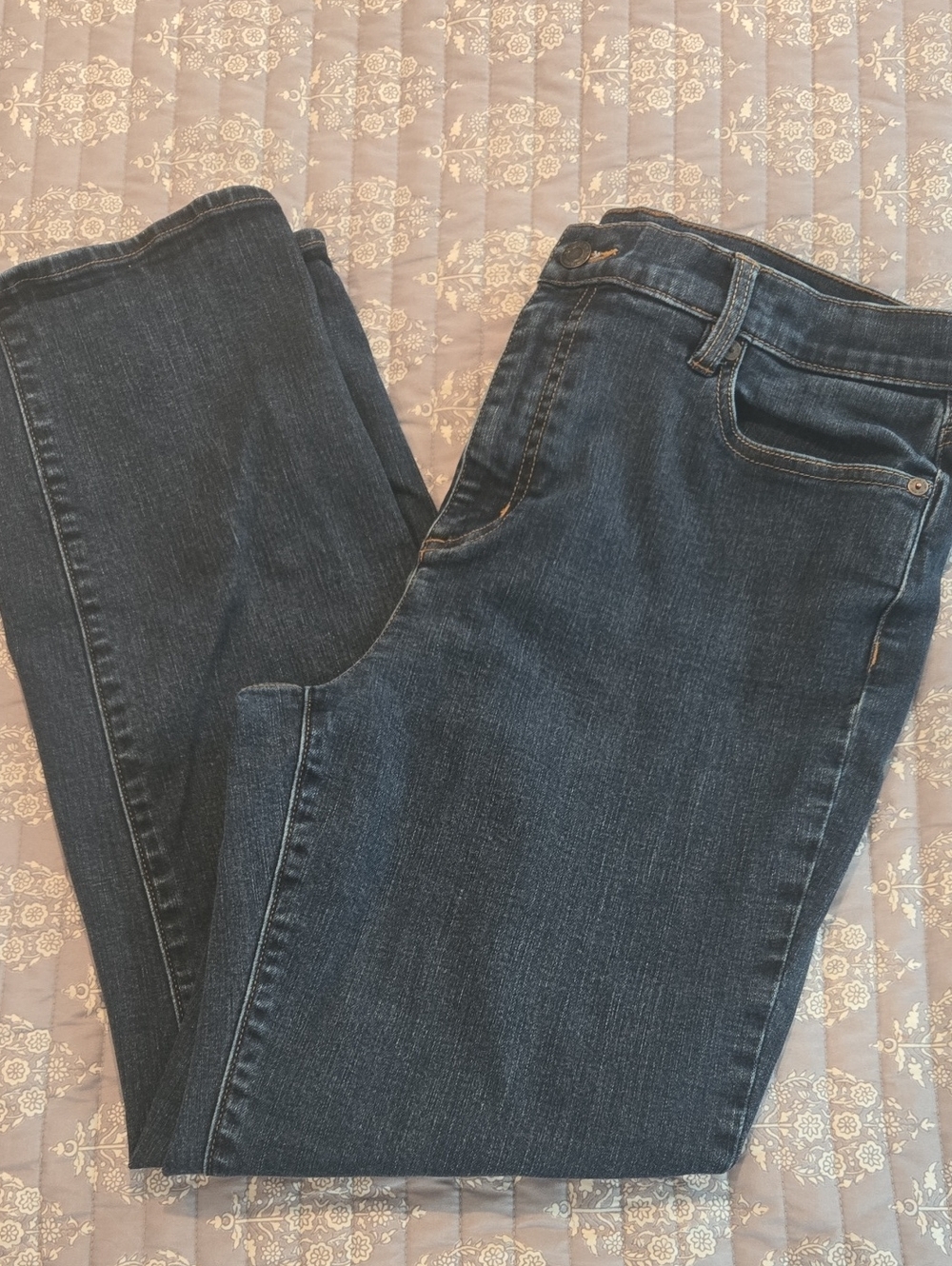 Lands' End Women's Straight-Leg Jeans in Dark Blue